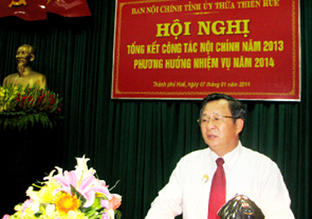 Đồng chí Trần Thanh Bình, Phó Bí thư Thường trực Tỉnh ủy phát biểu tại Hội nghị