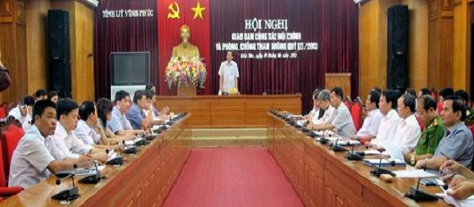 Một Hội nghị giao ban công tác nội chính và phòng, chống tham nhũng của Tỉnh ủy Vĩnh Phúc