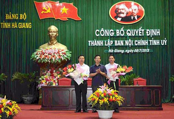 Lễ công bố Quyết định thành lập Ban Nội chính Tỉnh ủy Hà Giang – tháng 7/2013.