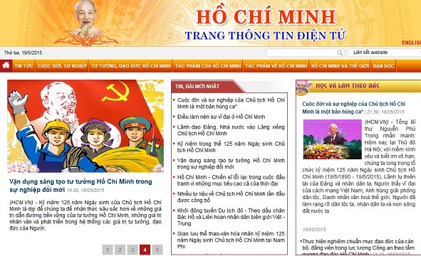 Giao diện Trang thông tin điện tử Hồ Chí Minh