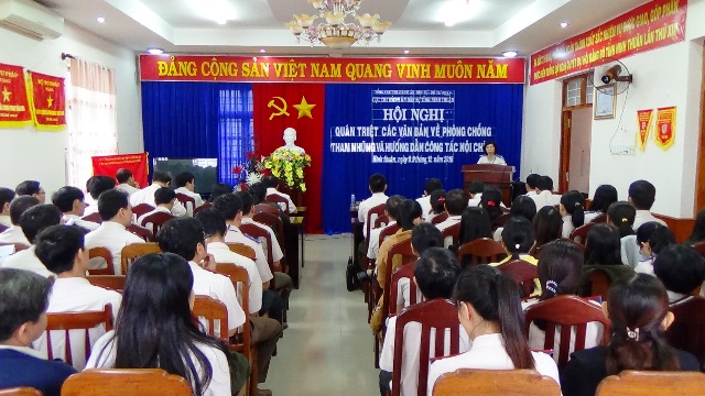 Hội nghị quán triệt các văn bản về phòng, chống tham nhũng và hướng dẫn công tác Nội chính cho đội ngũ cán bộ công chức ngành Thi hành án dân sự tỉnh Ninh Thuận