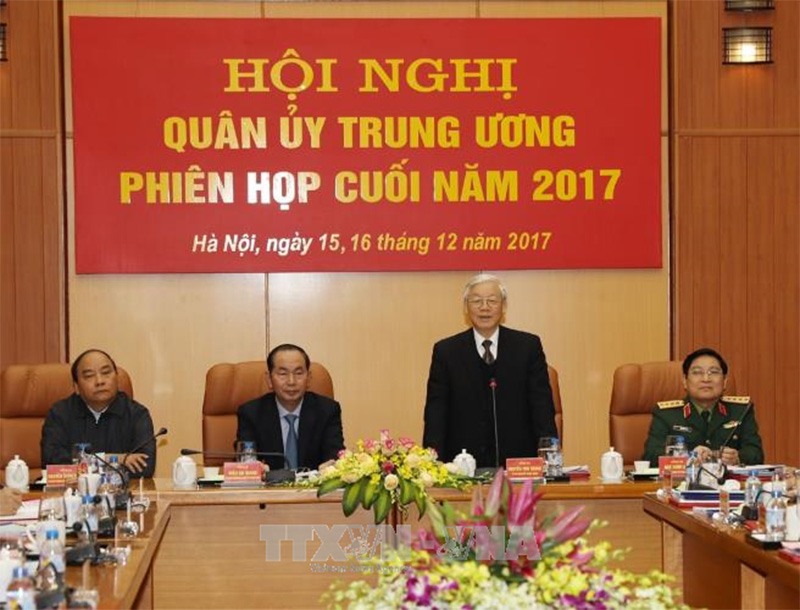 Tổng Bí thư Nguyễn Phú Trọng, Bí thư Quân ủy Trung ương phát biểu tại Hội nghị