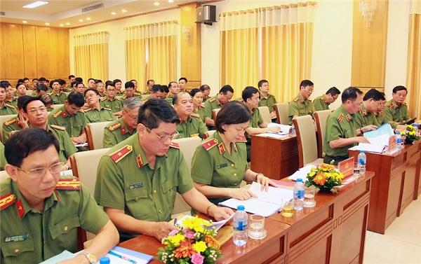 Các đại biểu tham dự hội nghị sơ kết công tác thanh tra 6 tháng đầu năm 2019 Bộ Công an 