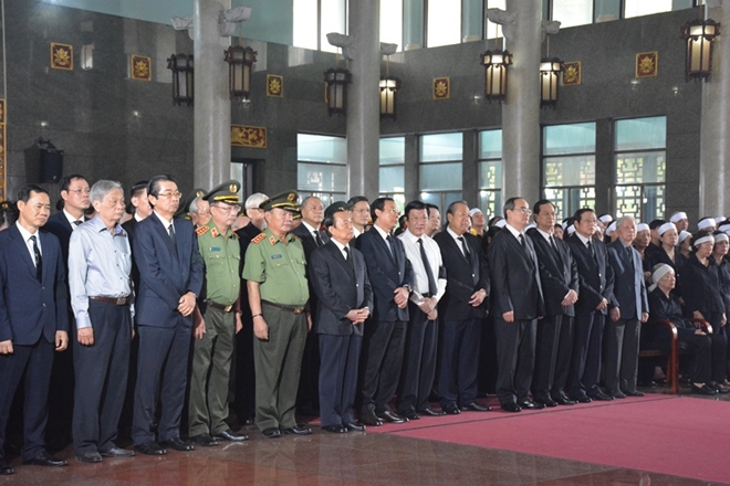 Lãnh đạo Đảng, Nhà nước dự lễ truy điệu đồng chí Trần Quốc Hương, nguyên Bí thư Trung ương Đảng, nguyên Trưởng Ban Nội chính Trung ương