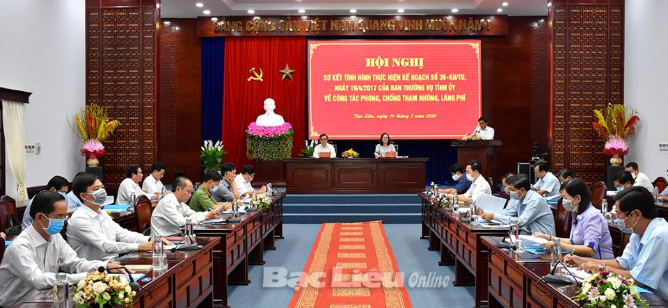 Hội nghị sơ kết tình hình thực hiện Kế hoạch 39 của Ban Thường vụ Tỉnh ủy Bạc Liêu về công tác phòng chống tham nhũng, lãng phí