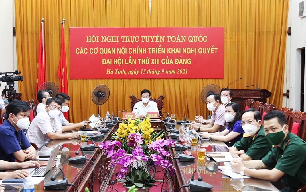 Hội nghị trực tuyến toàn quốc các cơ quan Nội chính tại điểm cầu Hà Tĩnh