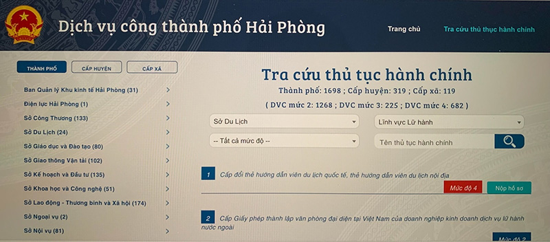 Hệ thống Một cửa điện tử và Dịch vụ công thành phố Hải Phòng