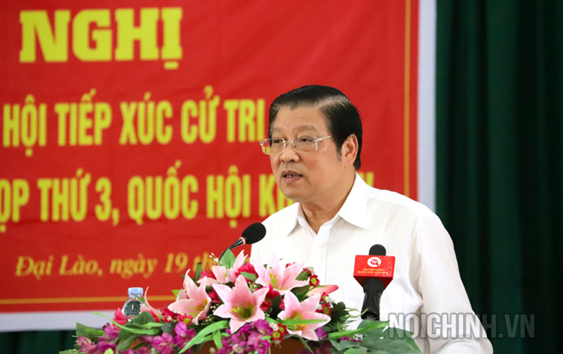 Đồng chí Phan Đình Trạc, Ủy viên Bộ Chính trị, Bí thư Trung ương Đảng, Trưởng Ban Nội chính Trung ương phát biểu
