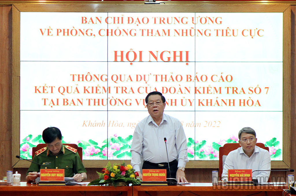 Đồng chí Nguyễn Trọng Nghĩa, Bí thư Trung ương Đảng, Trưởng Ban Tuyên giáo Trung ương, Ủy viên Ban Chỉ đạo Trung ương về PCTN, TC, Trưởng Đoàn kiểm tra kết luận Hội nghị