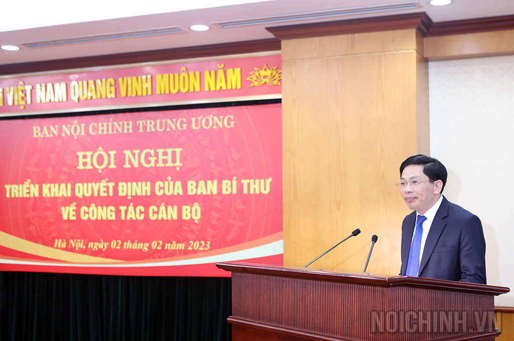 Đồng chí Đặng Văn Dũng, Phó trưởng Ban Nội chính Trung ương phát biểu nhận nhiệm vụ