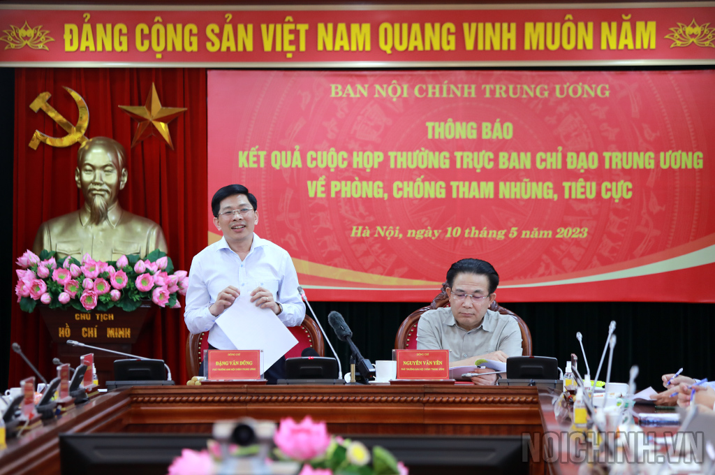 Đồng chí Đặng Văn Dũng, Phó Trưởng Ban Nội chính Trung ương thông tin kết quả Cuộc họp Thường trực Ban Chỉ đạo Trung ương về phòng, chống tham nhũng, tiêu cực