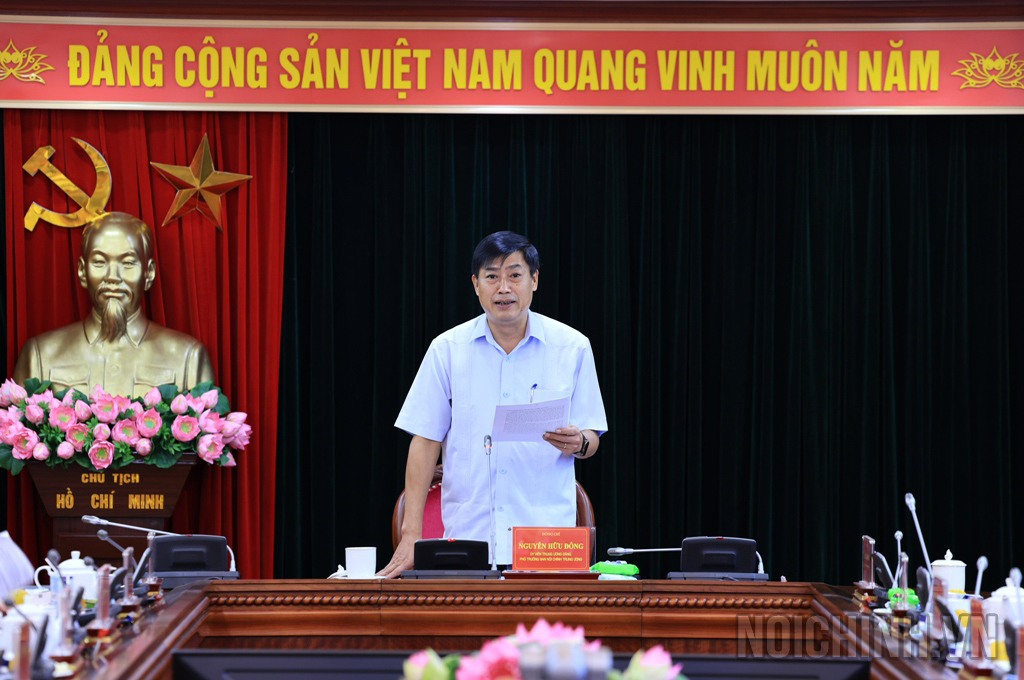 Đồng chí Nguyễn Hữu Đông, Ủy viên Trung ương Đảng, Phó Trưởng Ban Nội chính Trung ương kết luận tại Hội nghị