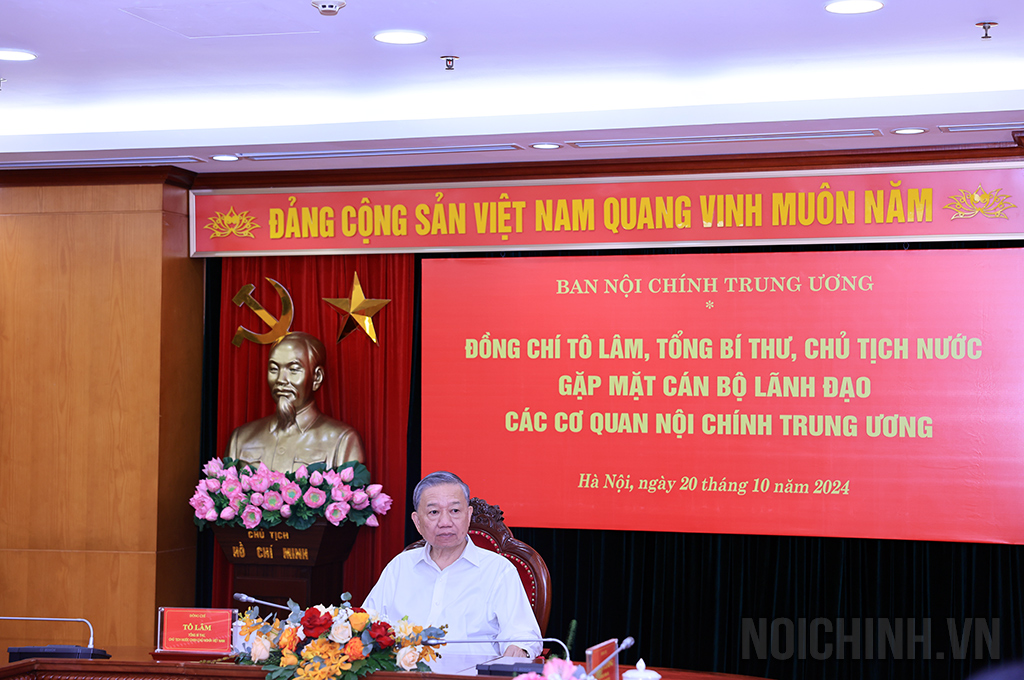 Đồng chí Tô Lâm, Ủy viên Bộ Chính trị, Tổng Bí thư, Chủ tịch nước chủ trì buổi gặp mặt