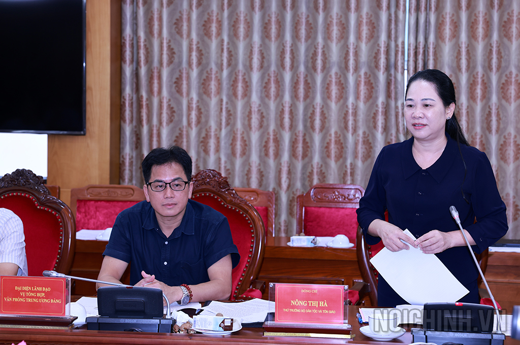 Đồng chí Nông Thị Hà, Thứ trưởng Bộ Dân tộc và Tôn giáo