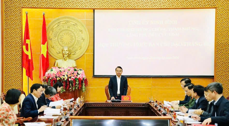 Thường trực Ban Chỉ đạo phòng, chống tham nhũng, lãng phí, tiêu cực tỉnh Ninh Bình họp thường kỳ tháng 2 năm 2026