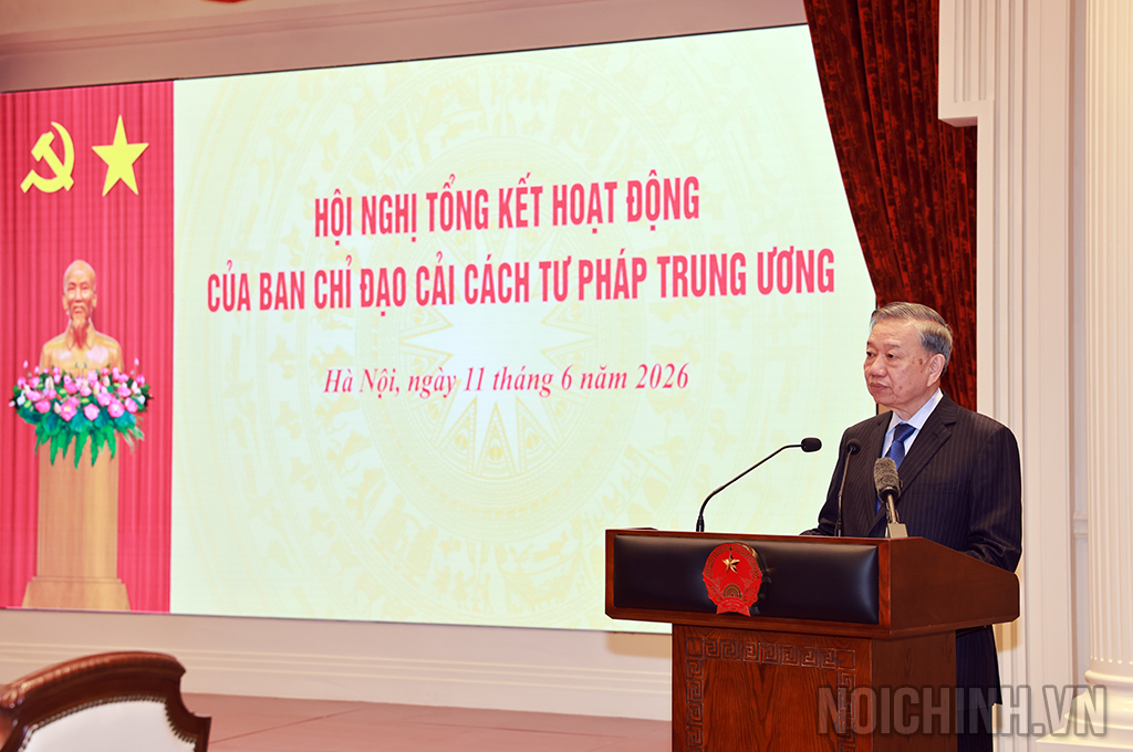 Đồng chí Tổng Bí thư, Chủ tịch nước Tô Lâm, Trưởng Ban Chỉ đạo Cải cách tư pháp Trung ương phát biểu chỉ đạo